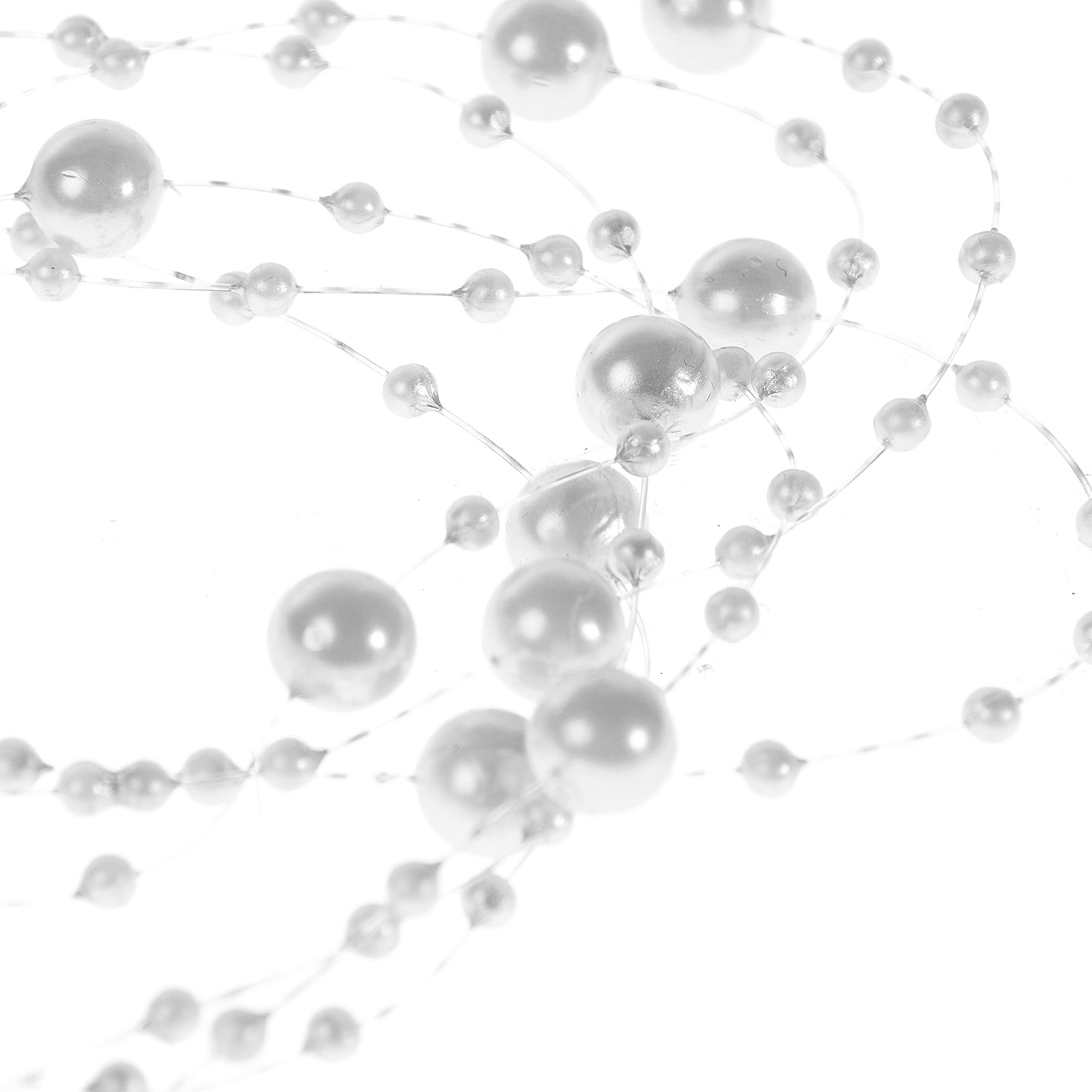 Бусы на ёлку 2м "Роса" d-7,5мм, Белый