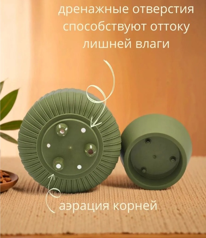 Кашпо пластм. &quot;Бекер&quot; 8,6л d верха 250мм h 295мм с поддоном Папоротник 5 0788 PL *1/3