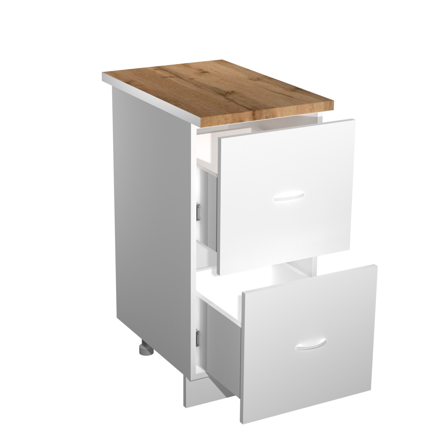 Шкаф напольный 400х850х600 мм BROZEX-WOOD Liberty, с двумя ящиками, белый