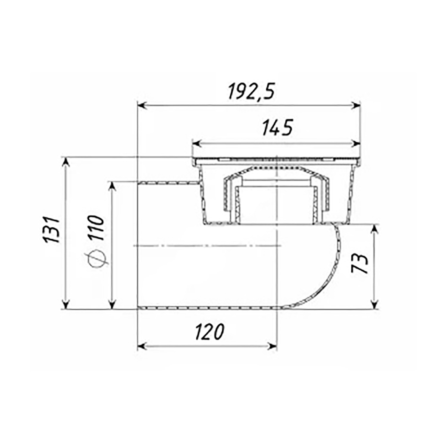 Трап горизонтальный д110 хром *1/10