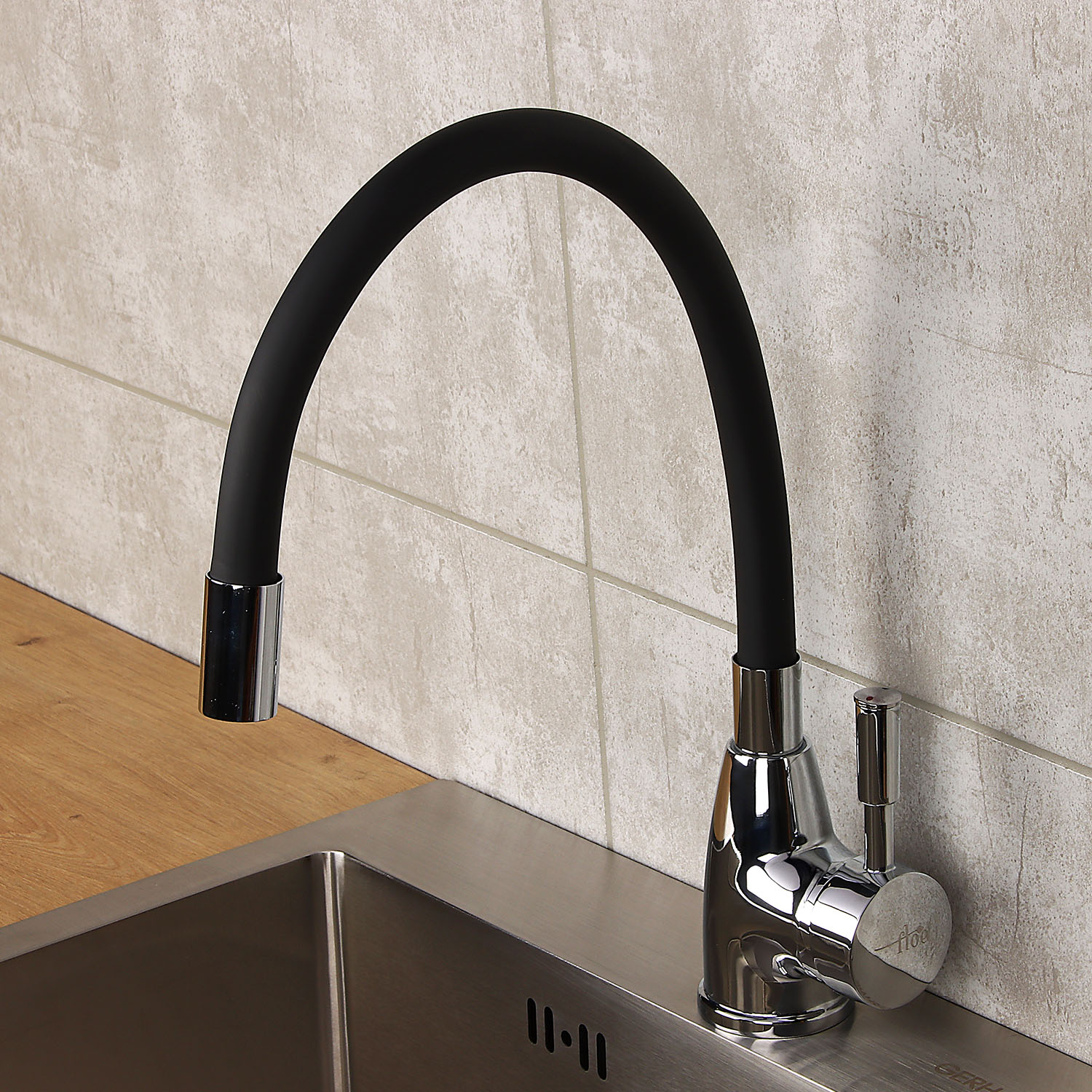 Смеситель для кухни FLOE FK234-DN с гибким изливом (черный) *1/10 Смеситель для кухни FLOE FK234-DN с гибким изливом (черный) *1/10
