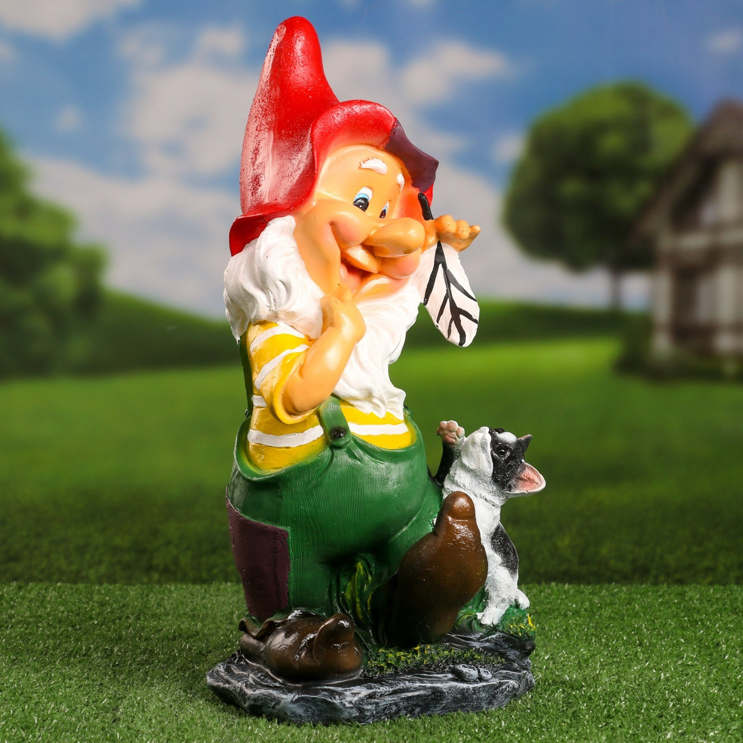 Садовая фигура "Гномик с кошечкой" 40см 9567802