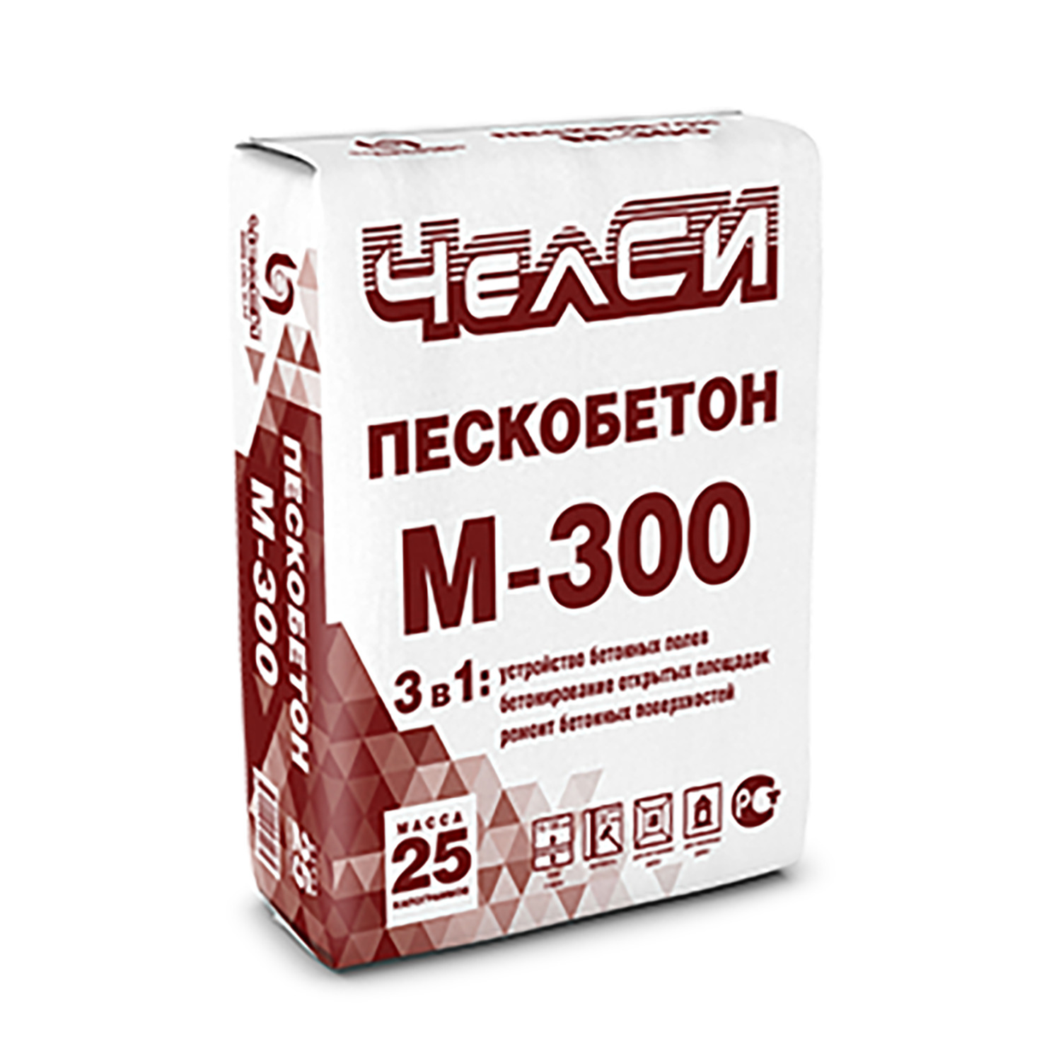 Смесь цементно-песчаная М300 Пескобетон 25 кг ЧелСИ *56