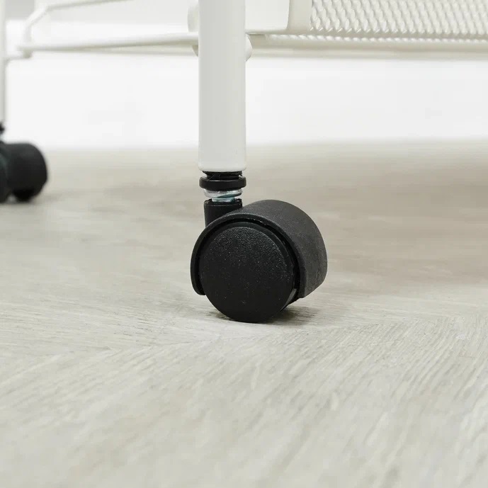 Этажерка металл. "Ладья34КС" 4-х ур.: 3 корз.+Полка, в.0,88м,ш.0,45,гл.0,3м, на кол. Белая Э357Б *1