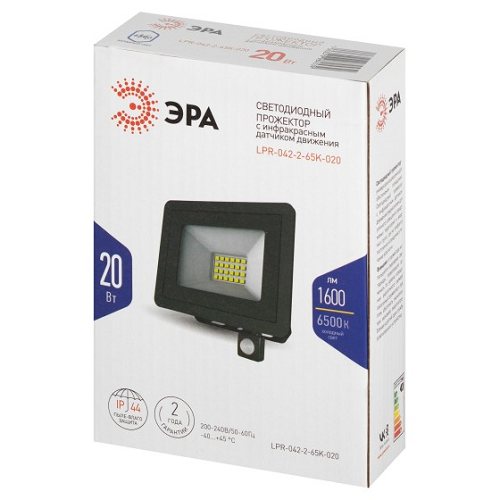 Прожектор светодиодный 20Вт 6,5К IP44 холодный ИК датчик движения 1600Лм ЭРА  *1/50