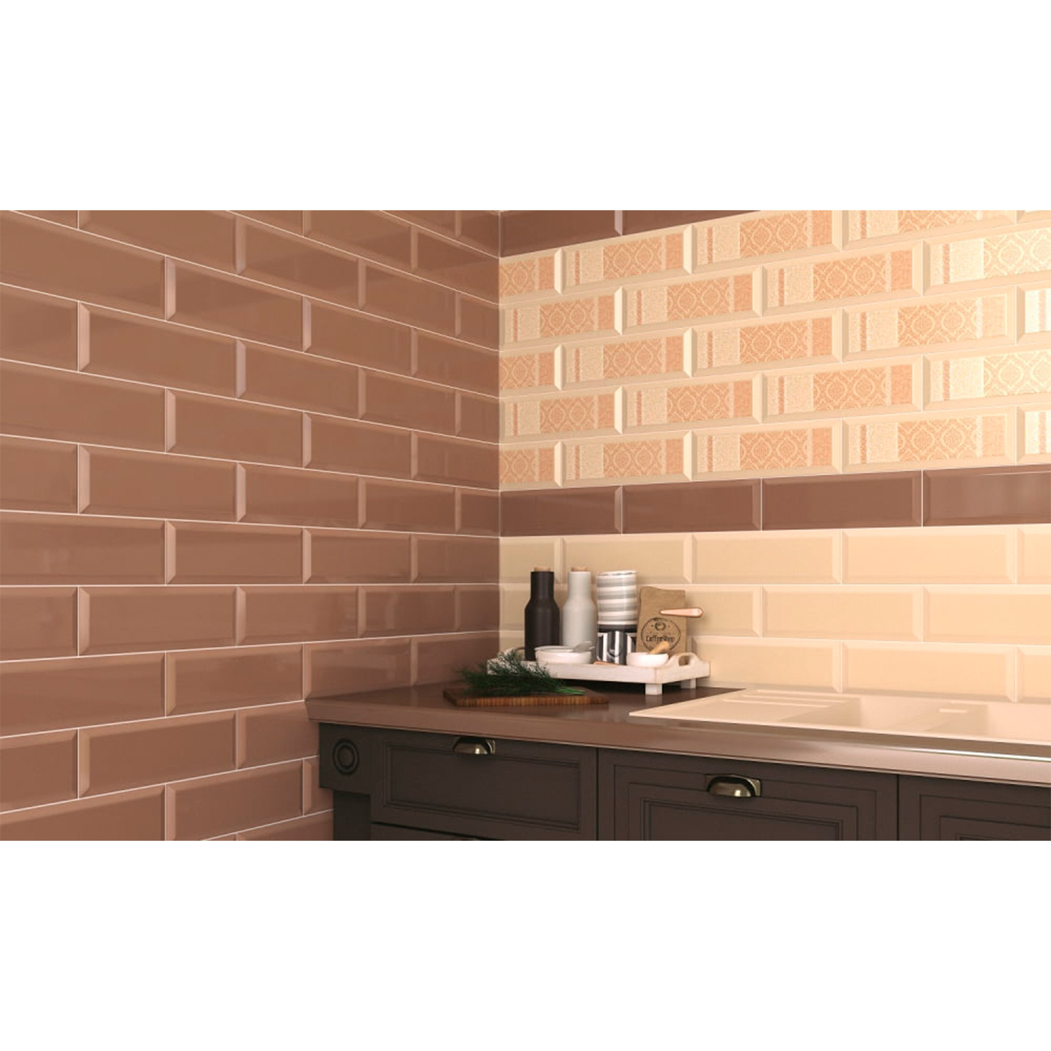 Плитка настенная Gracia Ceramica Metro cappuccino wall 01, 100х300 мм