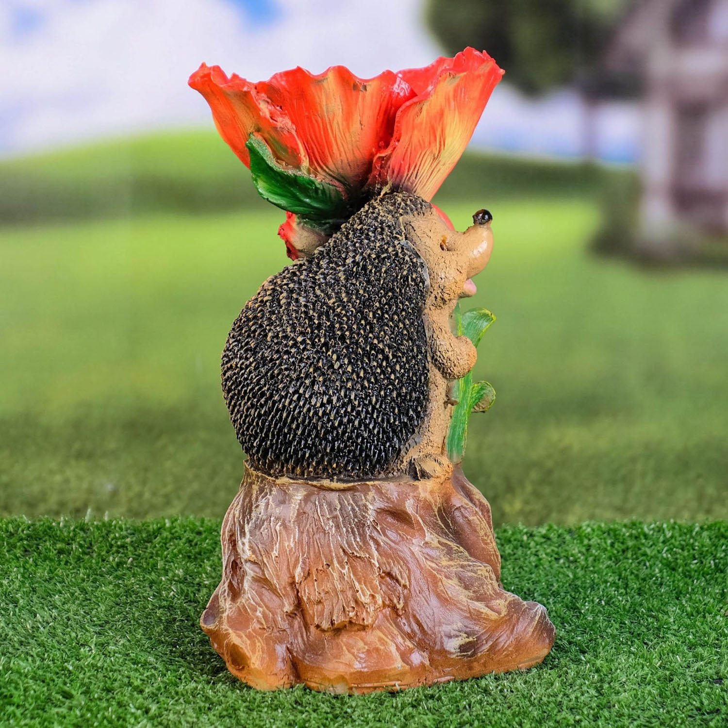 Садовая фигура - поилка "Ежик на пне" 26см 7697272