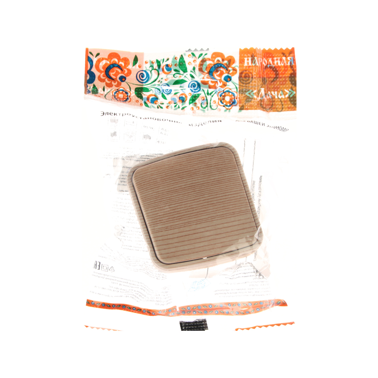 Выключатель Дача ОП 1кл. сосна 10А Народная SQ1824-0051