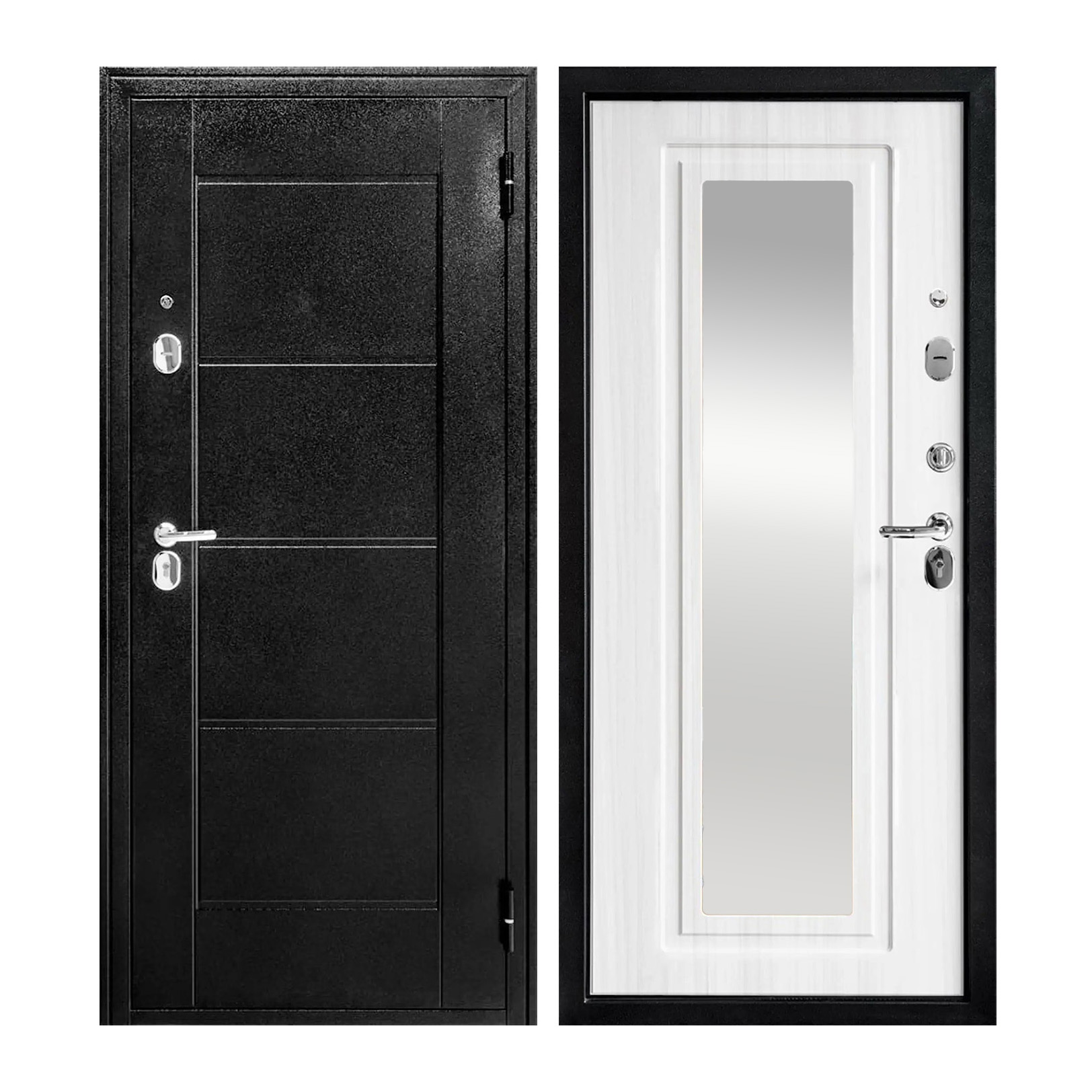 Дверь металлическая 7 см ЗЕРКАЛО Лиственница беленая 960х2050 ПРАВАЯ Форпост *1