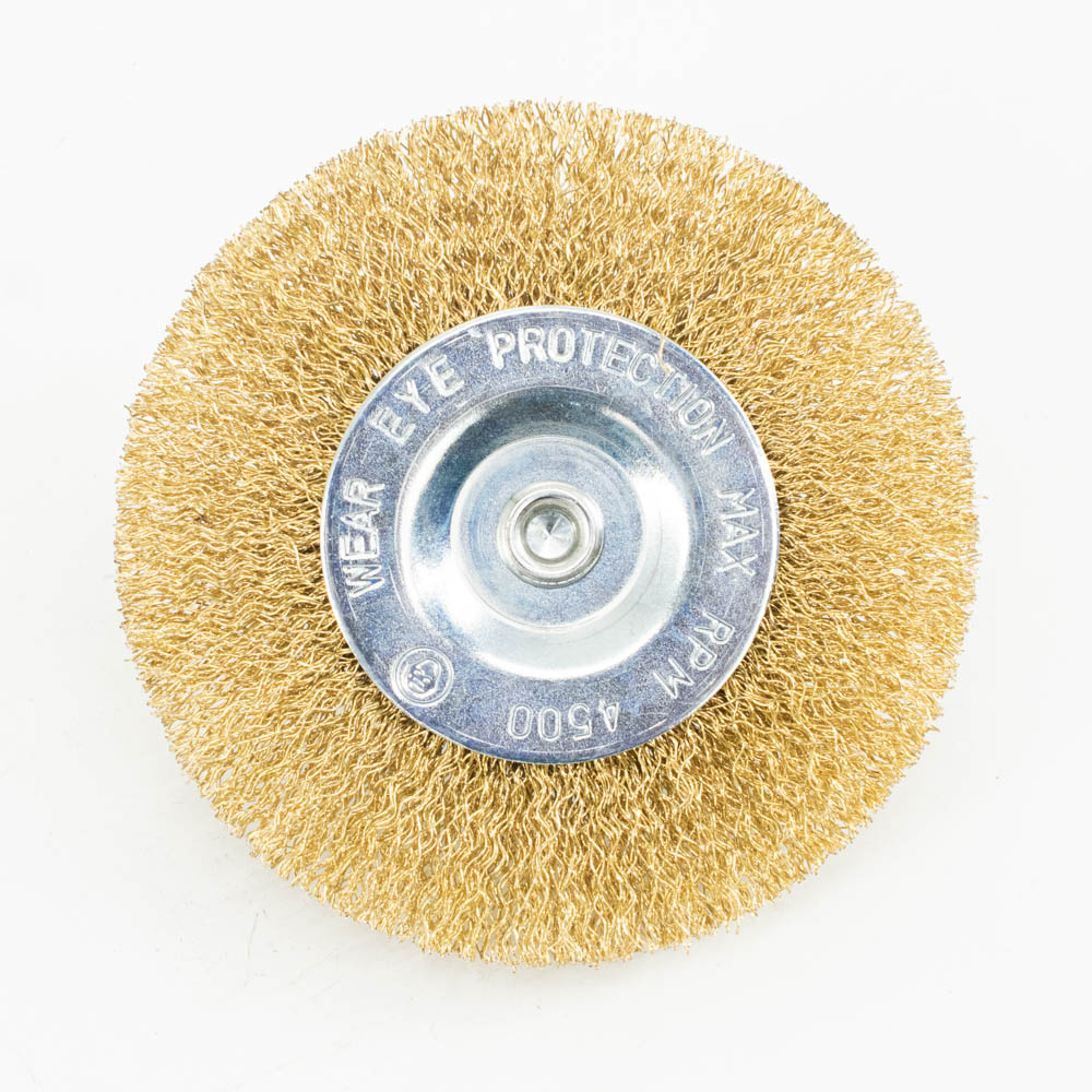 Щетка-крацовка "круглая" латунирован.круч.провол. 0,3мм 100мм для дрели арт.36702100 Bohrer *1/120