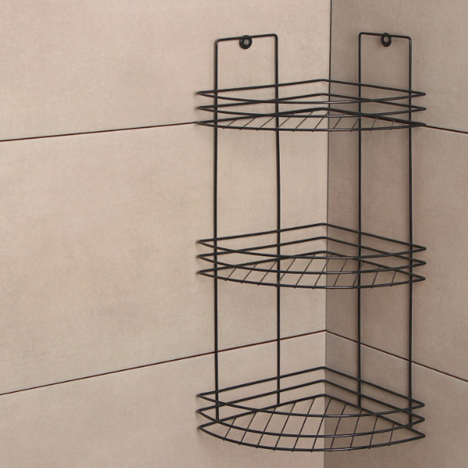 Полка угловая 3-х ярусная, 20×20×49 см, цвет черный 9043830