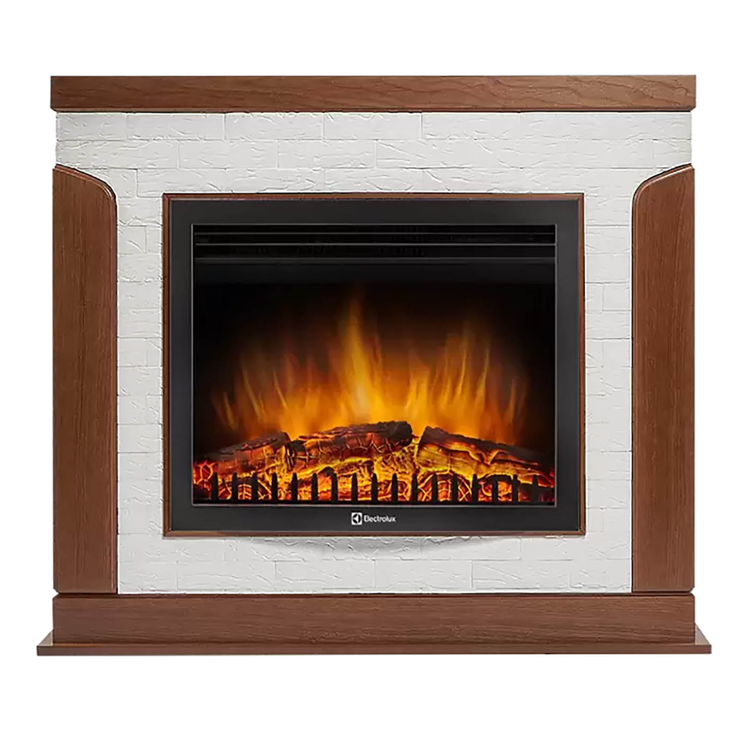 Каминокомплект (портал) Firelight Prestigio 25 камень белый, шпон дуб+очаг Electrolux EFP/P-2520LS*1