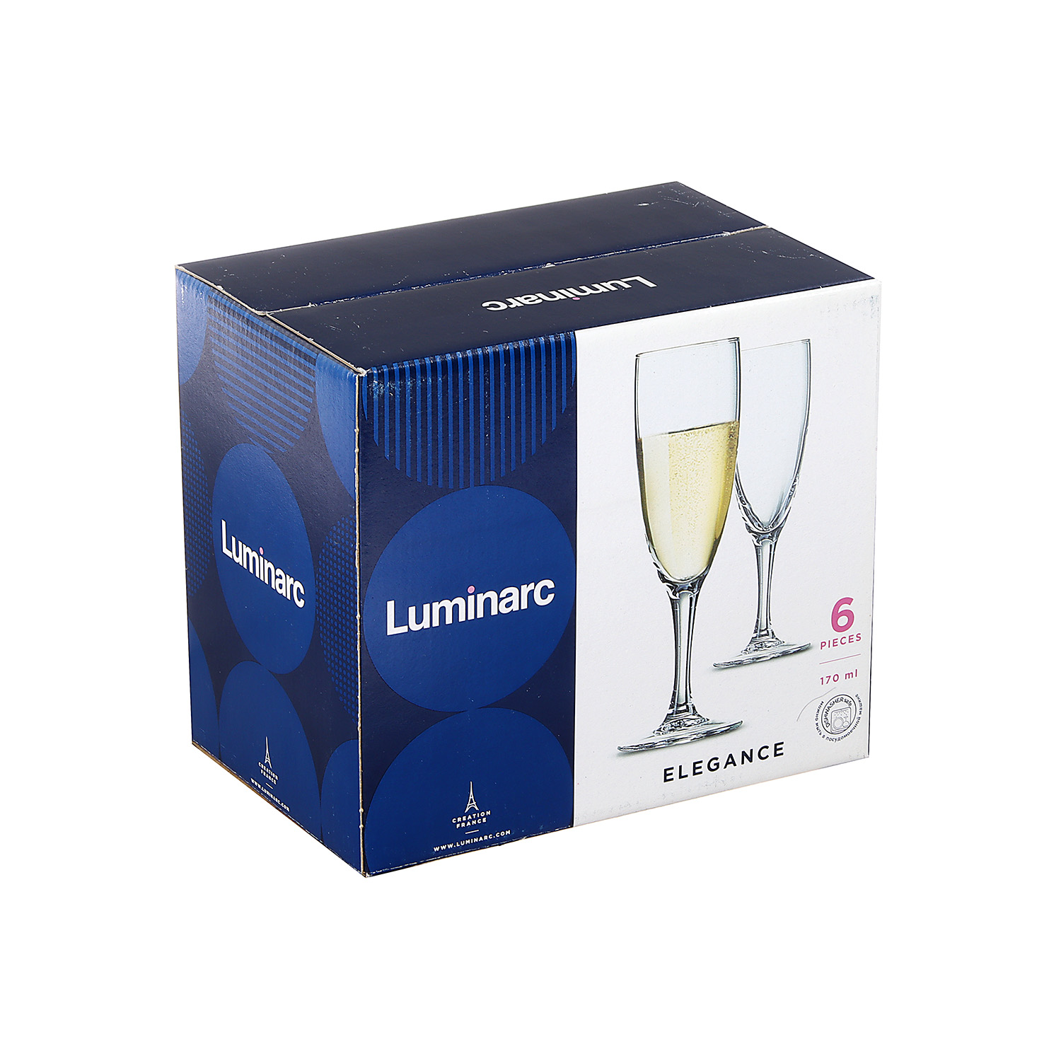 яяяНабор бокалов стекло Luminarc "Elegance" 6шт 170мл д/шамп. P2505 *1/4