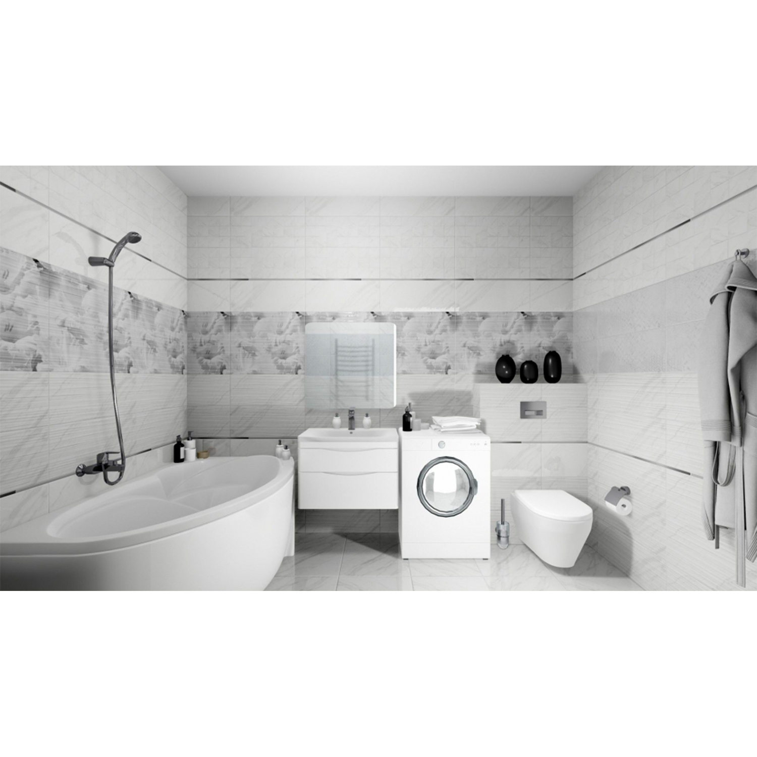 Плитка 60х25 см настенная 1.2 м² Gracia Ceramica Celia, белый