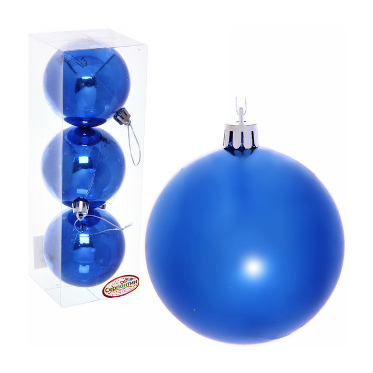 Новогодние шары 6 см (набор 3 шт) "Глянец", синий Новогодние шары 6 см (набор 3 шт) "Глянец", синий