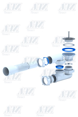 Сифон для душевого поддона 1 1/2"*40 с гибкой трубой 40x50, регулируемый АНИ E215 *1/40