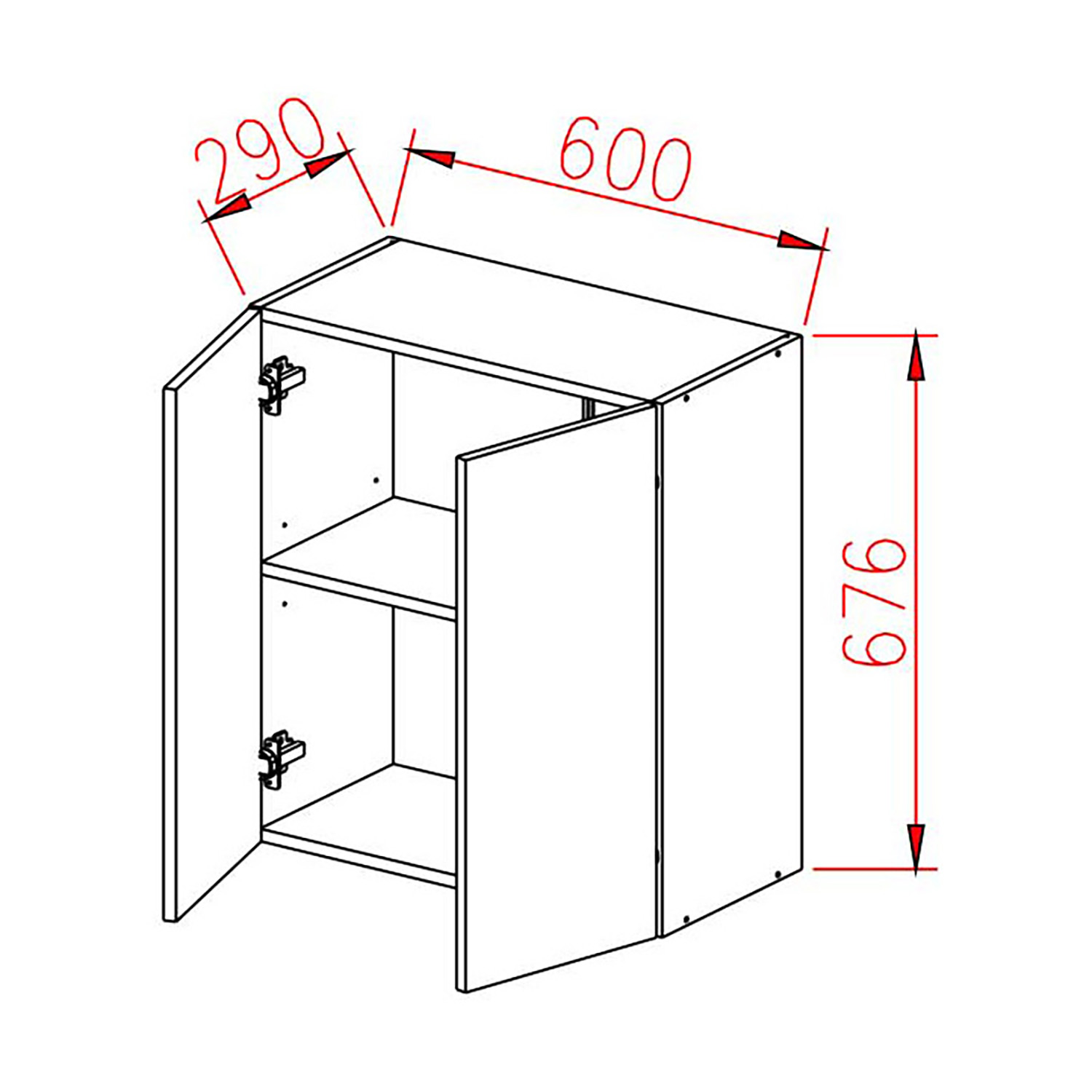 Шкаф навесной 600х676х290 мм BROZEX-WOOD Melissa, с двумя дверцами, белый Шкаф навесной 600х676х290 мм BROZEX-WOOD Melissa, с двумя дверцами, белый