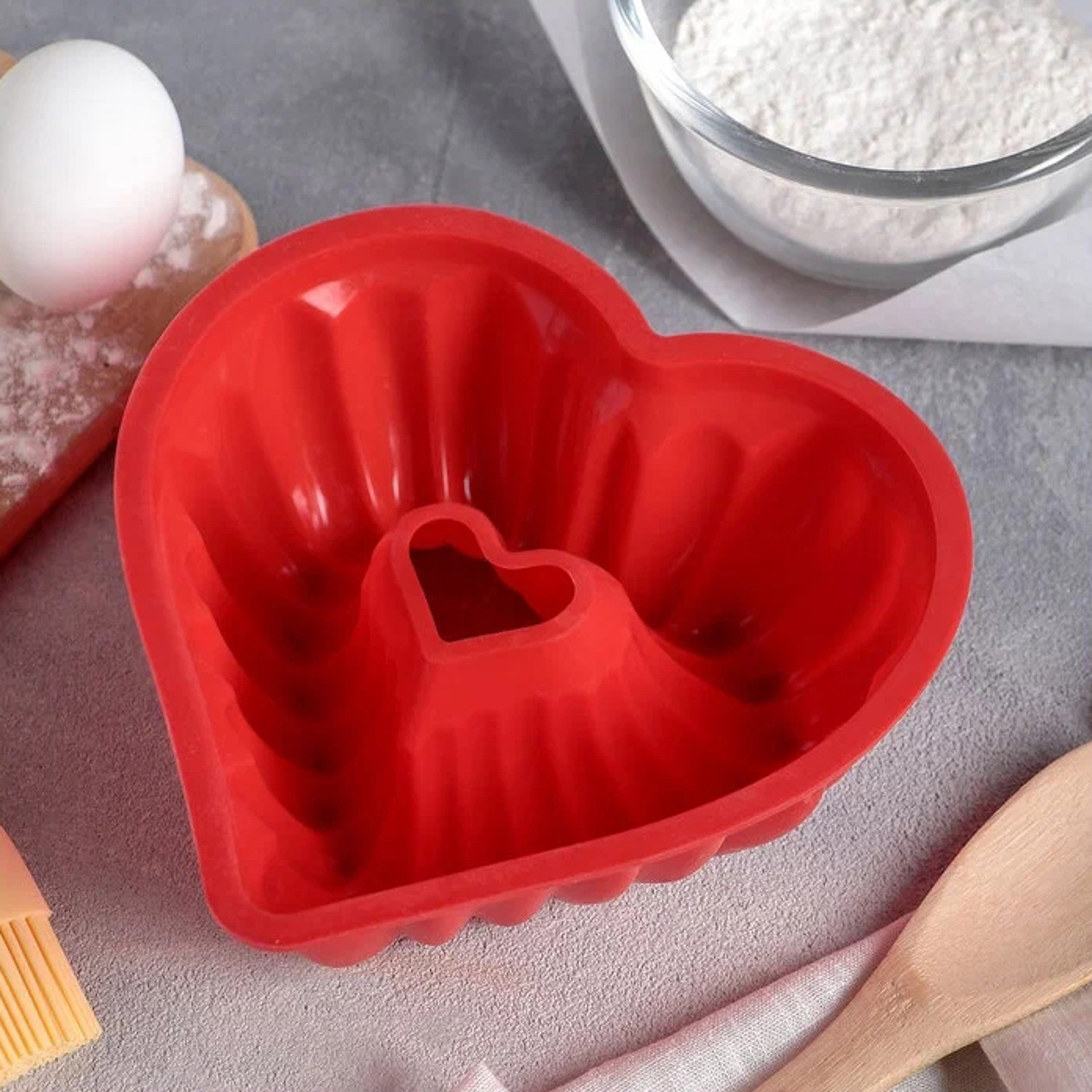 яяяФорма для выпечки "Сердце. Немецкий кекс" 17х17 см, цвета МИКС 811915