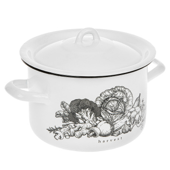 Кастрюля эмалированная 3,4л d180мм крышка с металл.ручк.,с Дек."Harvest" Р-16124Бч/4 *1/4