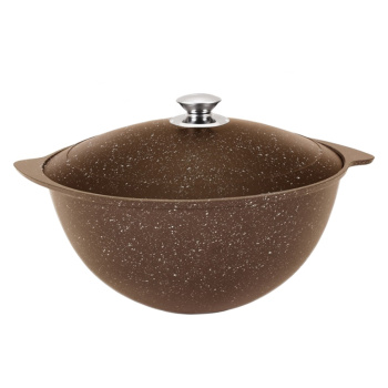 Казан алюм.а/приг.литой Kukmara "Мраморная" кофейн. 6,0л Металл.кр., d дна125мм кмк65а (Кукмор) *1/2