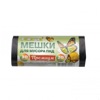 Мешки для мусора 30л*20шт толщ.7,3мкм "Премиум" ПНД арт.НМ302040Э "Ромашка" *40