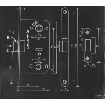 Защелка врезная п/ручку и фиксатор ГРАФИТ БЕСШУМНАЯ 5300-Р-WC-GRF Сode Deco *1/40