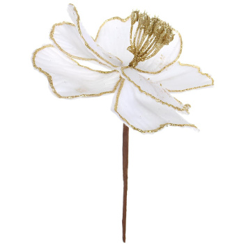 Украшение новогоднее "Пуансеттия - Изящная" 16 см, Белый/Шампань