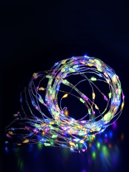 Гирлянда «Нить» Старт, 2 м, фиксинг, мульти, 20 LED, IP44, на батарейках
