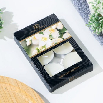 Набор чайных свечей ароматизированных "Жасмин" в подарочной коробке, 6 шт 4820498