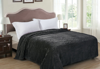 Плед 200*220см микрофибра жаккард полоска черный арт.301 NOVEL *1/8