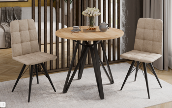 яяяСтол обеденный круглый нераздв.Ройс Тип 2 d900мм h750мм ДУБ КРАФТ золотой+опора черный муар*1