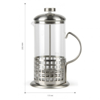Чайник заварочный жаропрочное стекло "Френч-пресс" 600мл "Light" Серебро (BF-711) "Barouge" *1/40