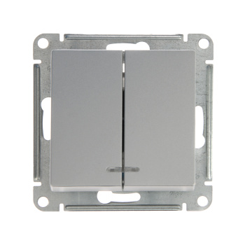 Механизм выключателя "ATLAS DESIGN" 2-кл. алюминий с подсв. (сх.5а) 10АХ SchE ATN000353 *1/10