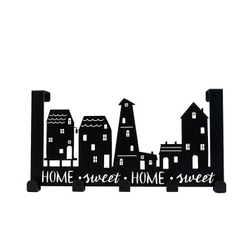 Вешалка на дверь на 5 крючков "Город" металл 36х18,5х6см черная Verda Line *1/100