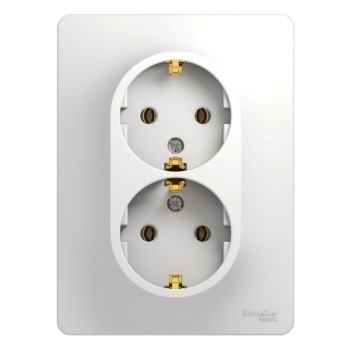 Розетка "Glossa" СП 2-мест. белая c/з GSL000124 *1/10/60