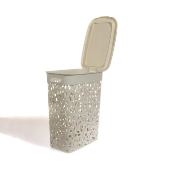 Корзина для белья пластм. 35л Флора 420x265x505мм Белый ротанг М2620 (М-Пластика) *15