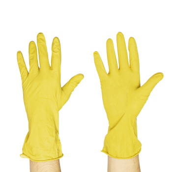 Перчатки латексные с хлопк.напыл. L (большой) 1пара Желтые 092010 "York" *12/144