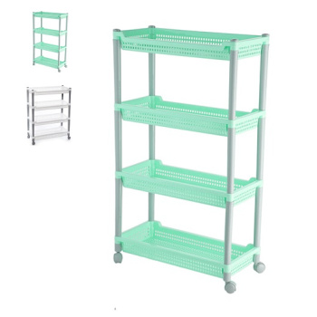 Этажерка пластм. 4 секции-лотка, на колесиках "Флер" 475х225х630мм арт.384 ("Полимербыт") *1/3