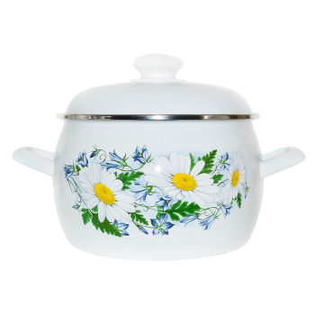 Кастрюля эмалированная 5,0л d200мм металл.кр.с пл.р.,об.нерж., с дек.С-4216АП2/4 *1/4