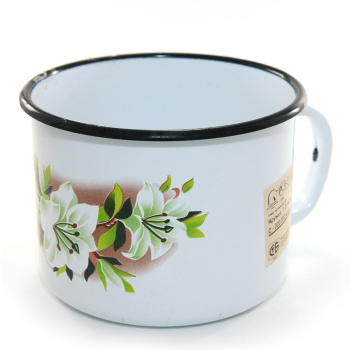 Кружка эмалированная 1,0л d120мм с деколью С-0107/4 *1/8