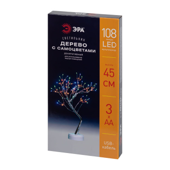 Фигура светодиодная ЭРА «Дерево с самоцветами», 36 LED, высота 45 см, 3хАА, мульти