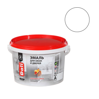 Эмаль акриловая 3 кг для окон и дверей DALI, белоснежная, полуматовая