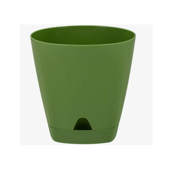 Кашпо пластм. "Amsterdam"  0,65л d верха 110мм h107мм прикор.полив Оливковый ING6198ОЛ *1/12
