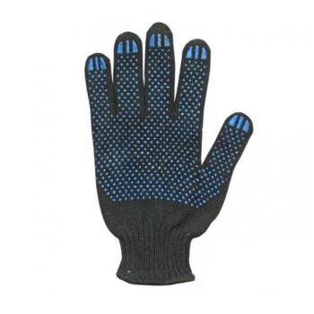 Перчатки рабочие полушерсть с ПВХ 7,5кл (6 нитей) 66гр черн