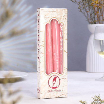 Набор свечей античных, 2,3х 24,5 см, 5 ч, 55 г, 4 штуки, светло-розовая 7690999