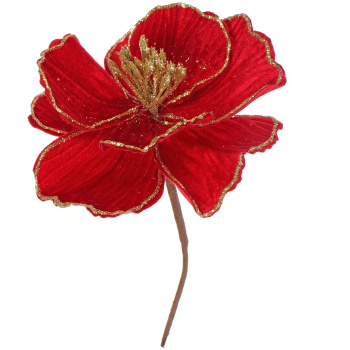 Украшение новогоднее "Пуансеттия - Изящная" 16 см, Красный/Золото