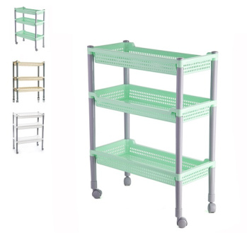 Этажерка пластм. 3 секции-лотка, на колесиках "Флер" 475х225х630мм арт.383 ("Полимербыт") *1/4