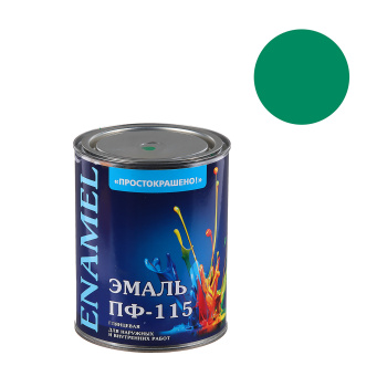 Эмаль ПФ-115 зеленая 0,8 кг Простокрашено *1/14/490