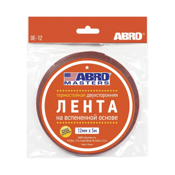 Лента клейкая двусторонняя на вспененной основе Термост. Белая 12мм х5м OE-12-R "ABRO" *1/750