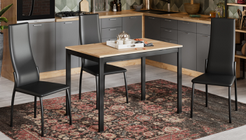 Стол раздвижной Слайд Тип 2 ЧЕРНЫЙ МУАР/ДУБ КРАФТ ЗОЛОТОЙ*1